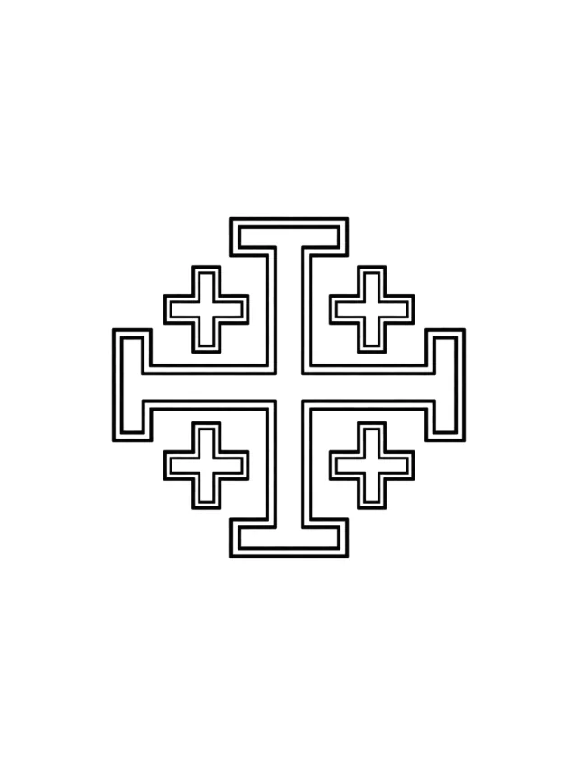 Jerusalem Cross Outline Tattoo clean design