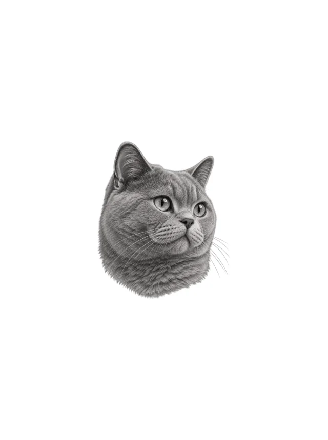Black and Grey British Shorthair Blue Tattoo clean design