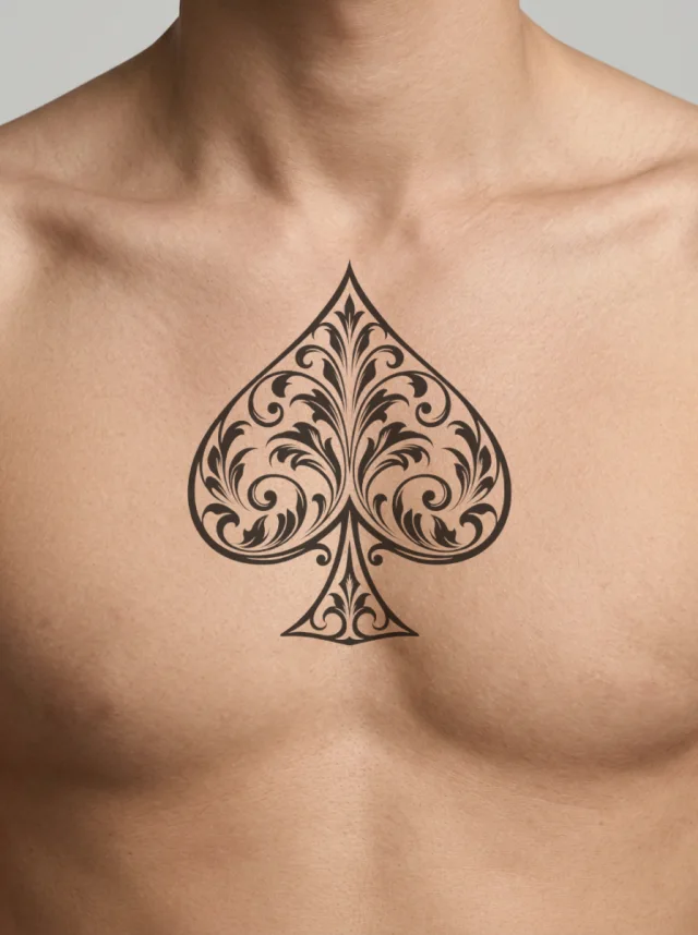 Spade Filigree Tattoo on-skin preview