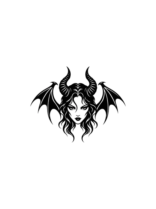 Succubus Horn and Wing Emblem Tattoo clean design