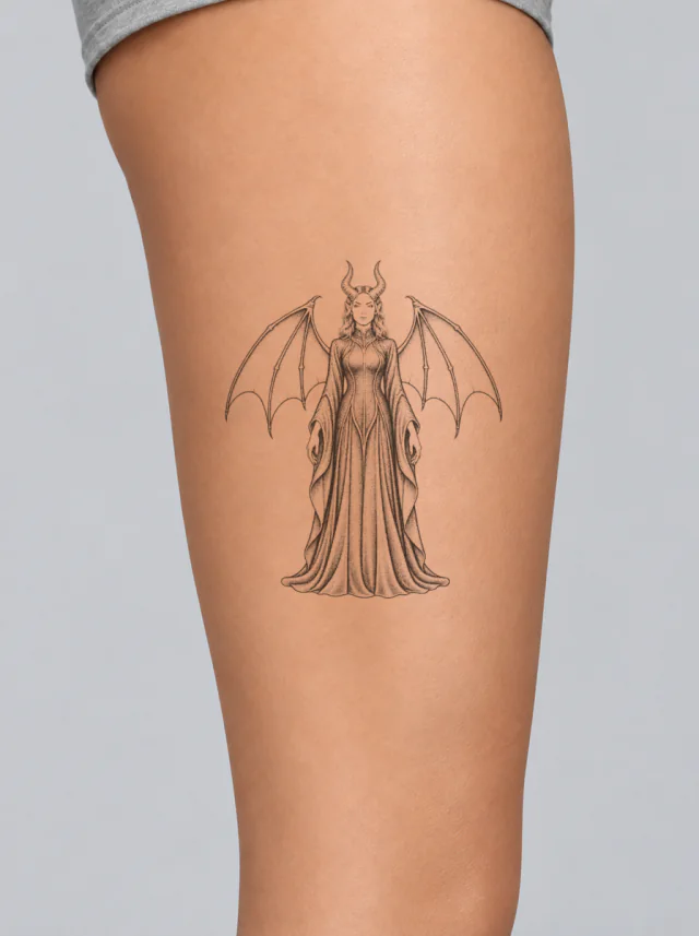Succubus Guardian Wings Tattoo on-skin preview