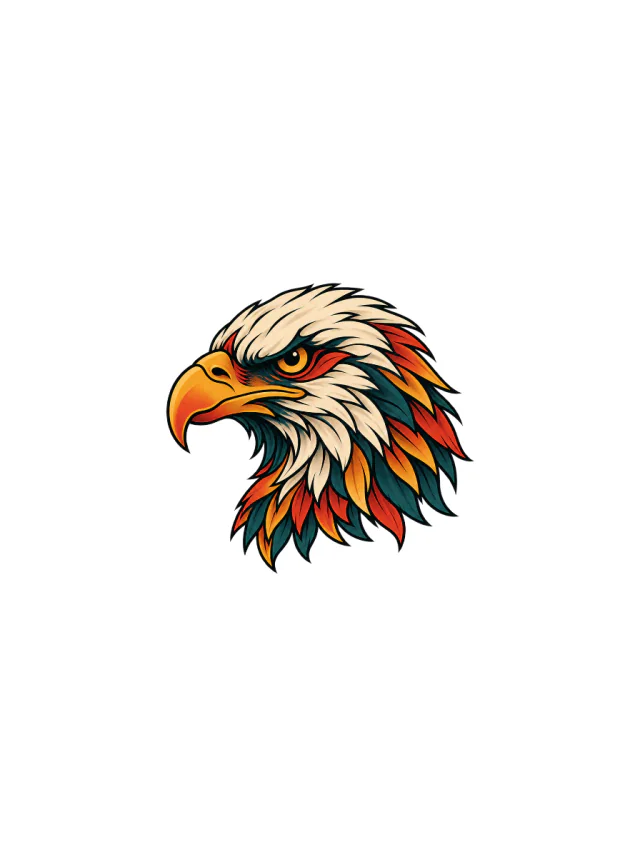 Neo-Traditional Eagle Head Neck Tattoo clean design
