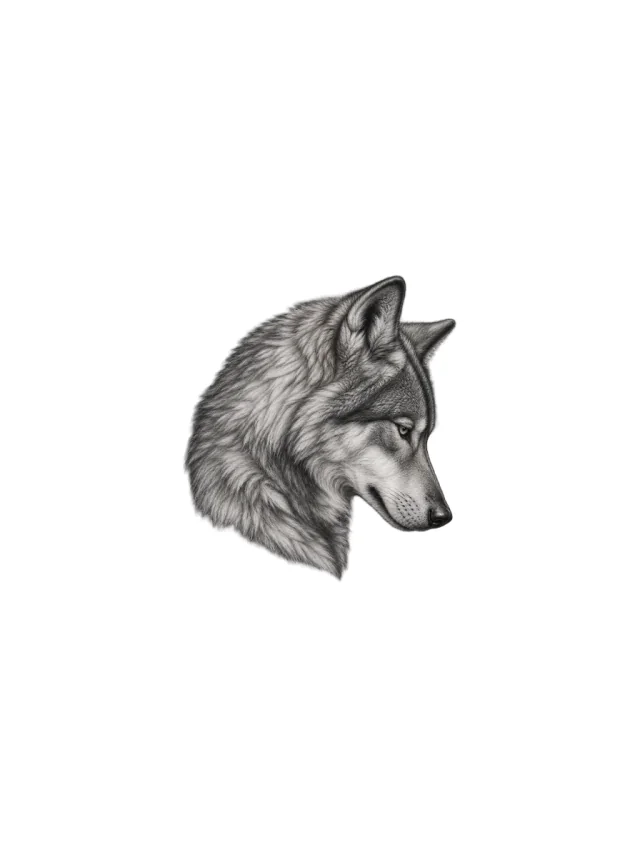 Downward Micro Realism Wolf Tattoo clean design