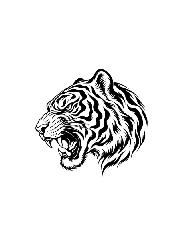 Japanese Tiger Profile Tattoo clean design