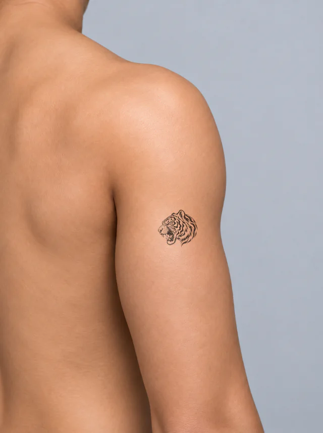 Japanese Tiger Profile Tattoo on-skin preview