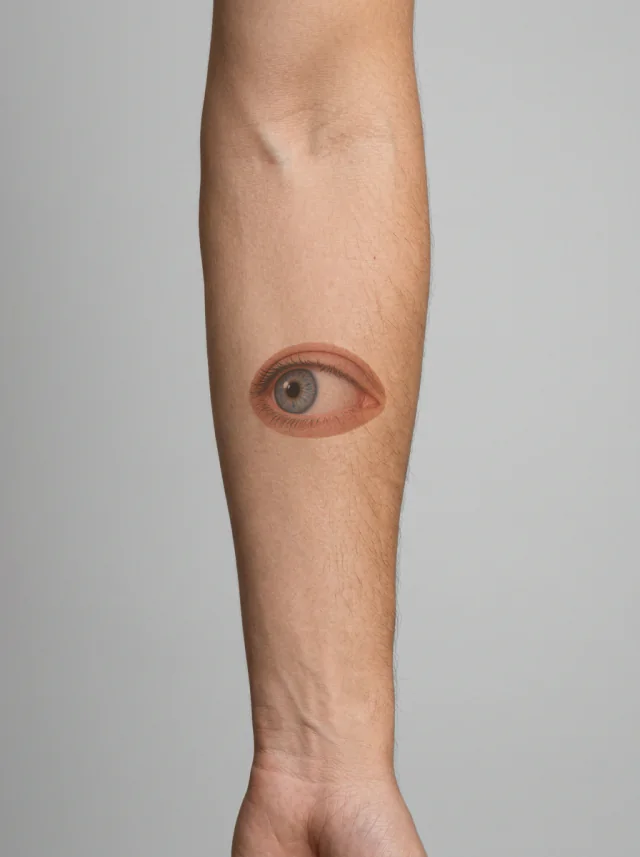 Blue Iris Realistic Eye Tattoo on-skin preview