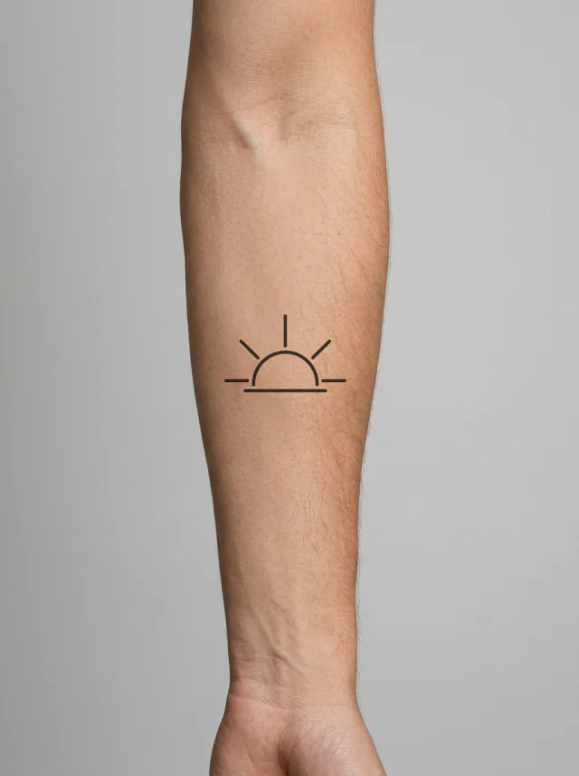 Half Circle Rising Sun Tattoo on-skin preview