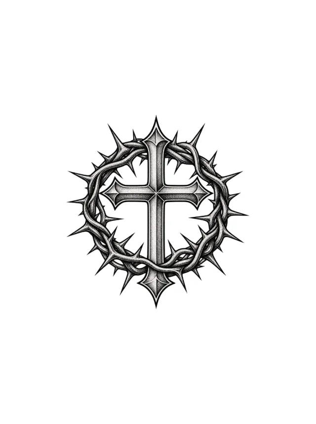 Thorns Cross Tattoo clean design