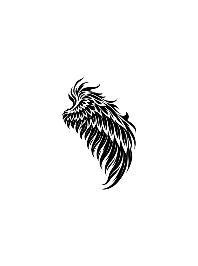 Blackwork Phoenix Wing Shoulder Tattoo clean design
