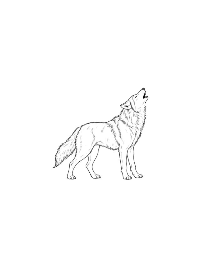 Howling Fine Line Wolf Tattoo clean design