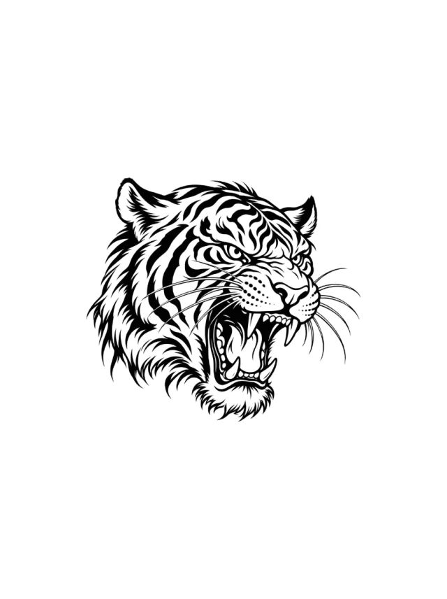 Roaring Japanese Tiger Tattoo clean design