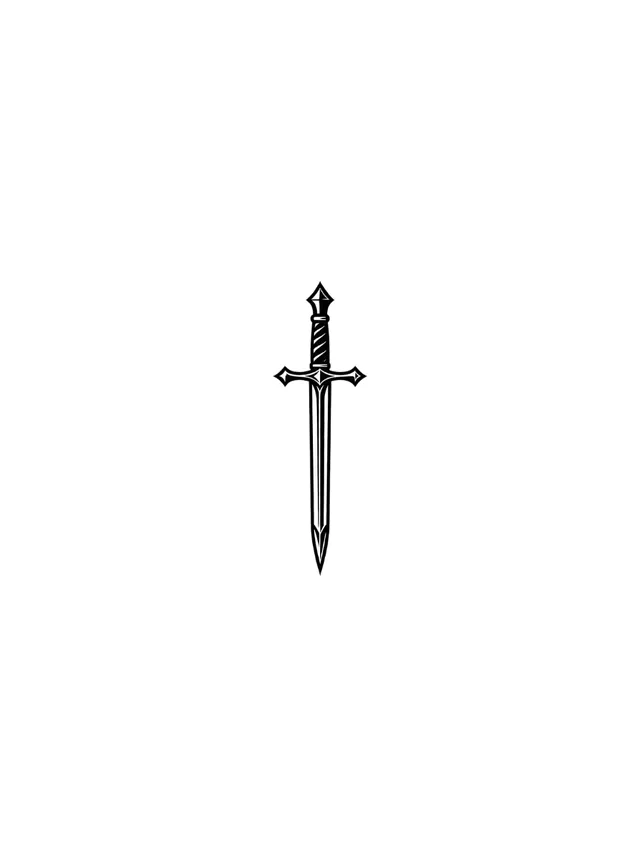Blackwork Sword Finger Tattoo clean design