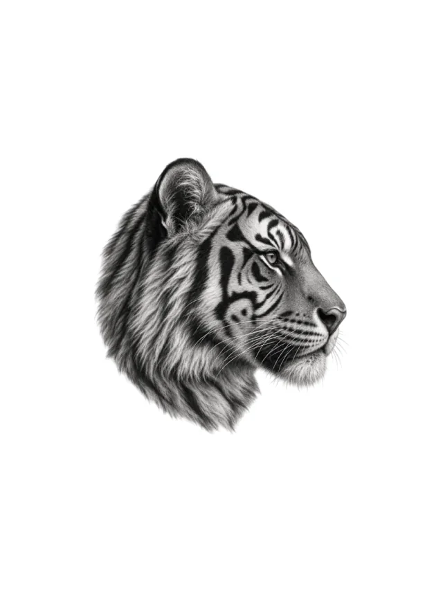 Tatuagem de tigre no braço, desenho limpo