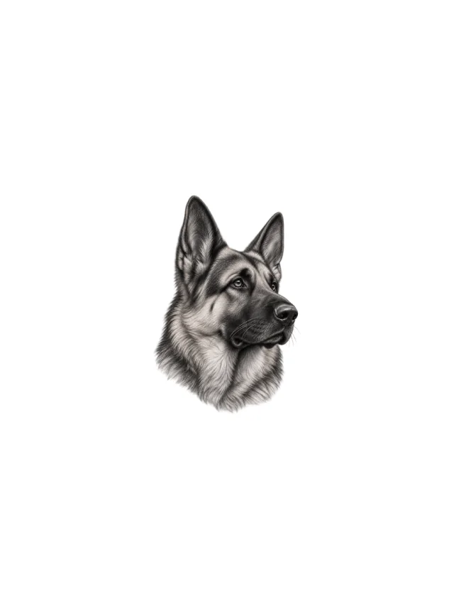 Black and Grey German Shepherd Tattoo clean design