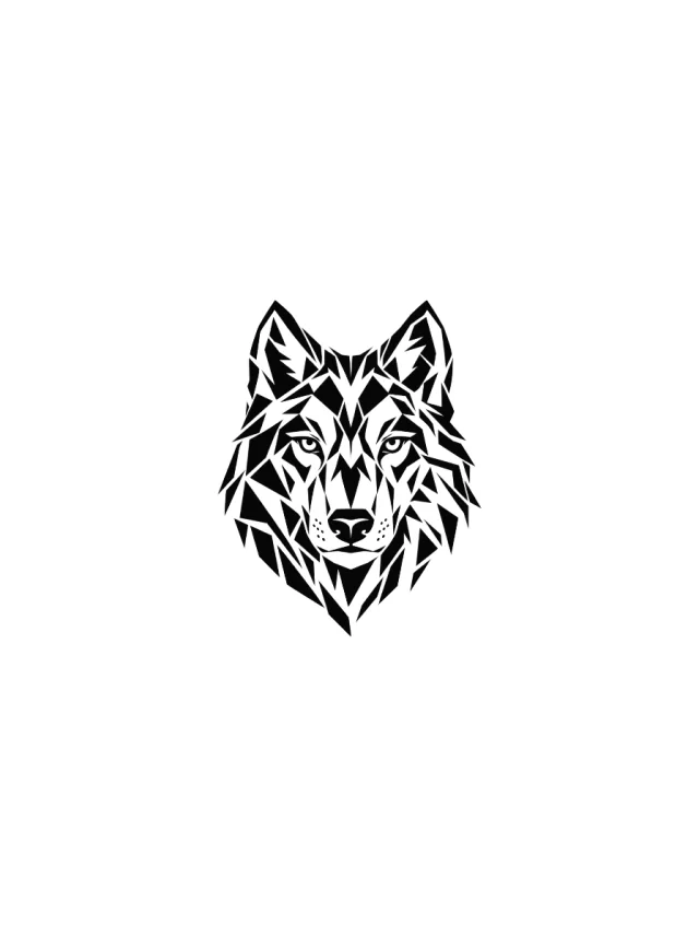 Geometric Frontal Wolf Tattoo clean design