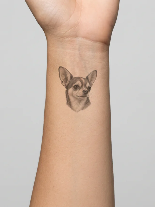 Micro Realism Chihuahua Tattoo on-skin preview