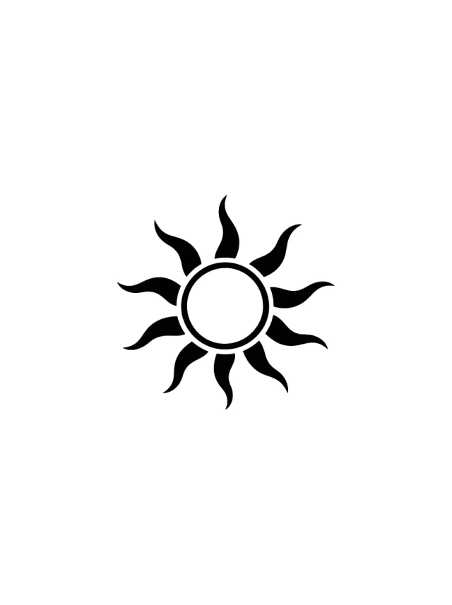 Curved Ray Blackwork Sun Tattoo clean design