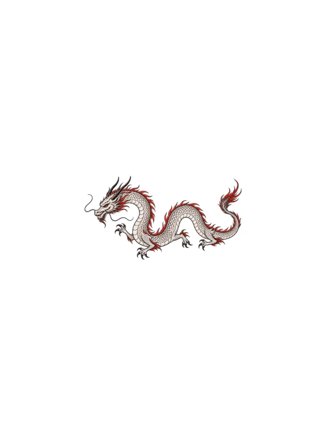 Vermilion Serpentine Dragon Tattoo clean design