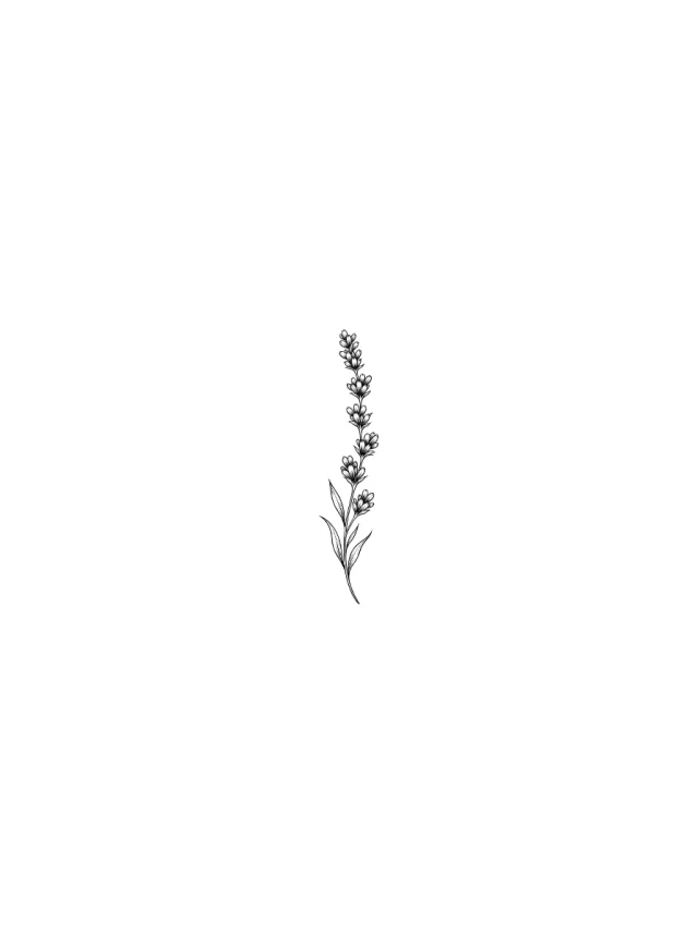 Fine Line Lavender Neck Tattoo clean design