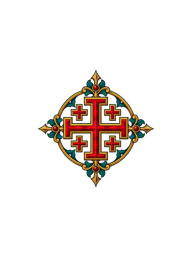 Jewel Jerusalem Cross Tattoo clean design