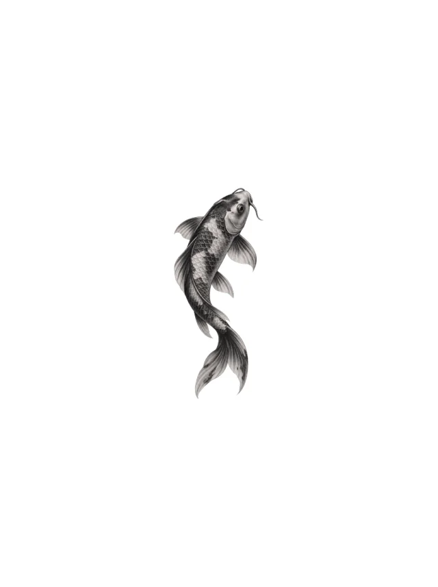 Ascending Greywash Koi Tattoo clean design
