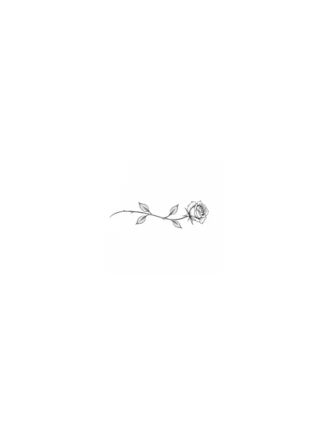 Fine Line Rose Stem Lower Back Tattoo clean design