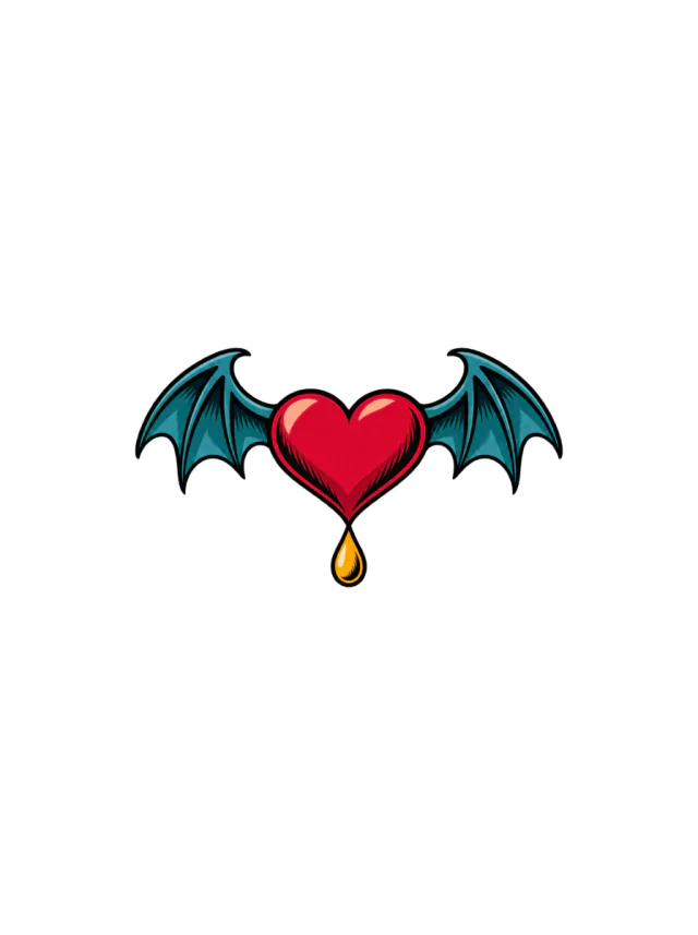 Lower Belly Emerald Winged Heart Tattoo clean design