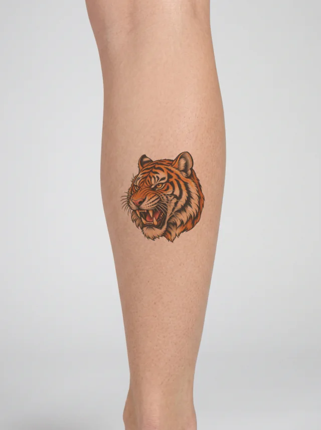 Snarling Tiger Neo-Traditional Tattoo on-skin preview