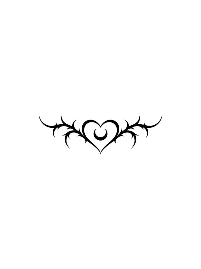 Lower Belly Lunar Heart Ornament Tattoo clean design