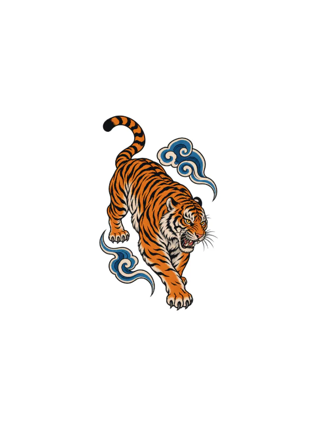 Japanese Tiger Wind Tattoo clean design