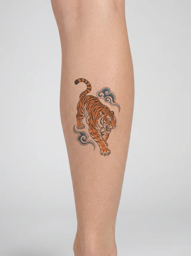 Japanese Tiger Wind Tattoo on-skin preview