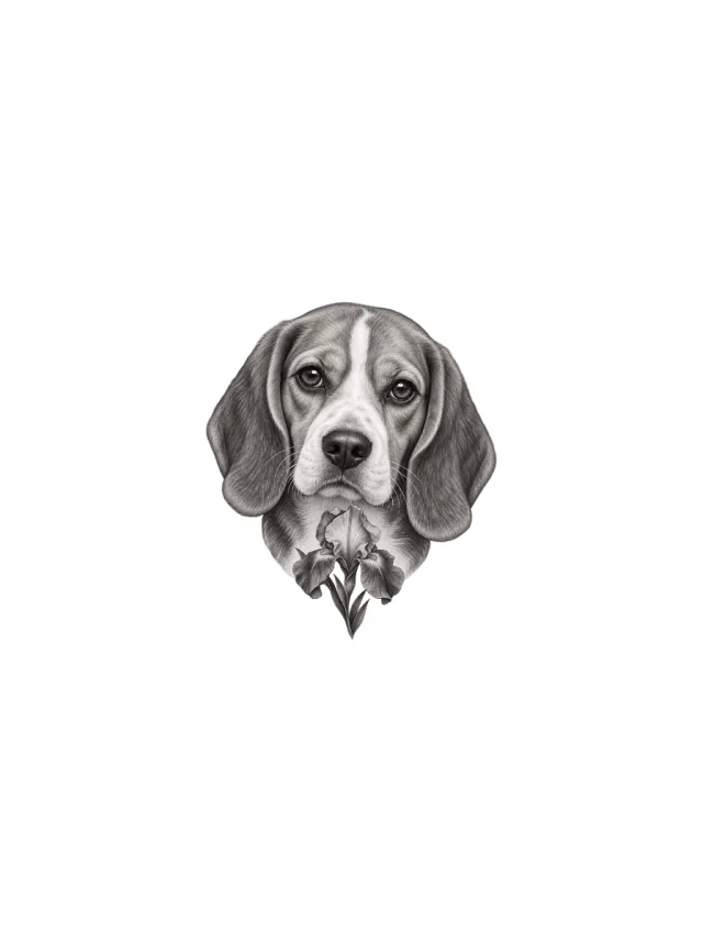 Black and Grey Beagle Tattoo clean design