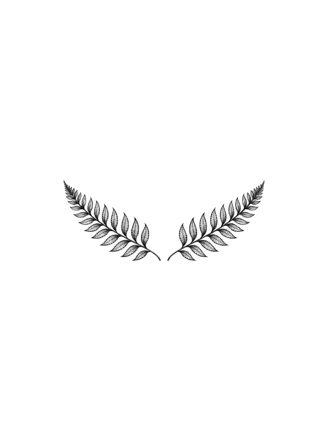 Dotwork Paired Fern Collarbone Tattoo clean design