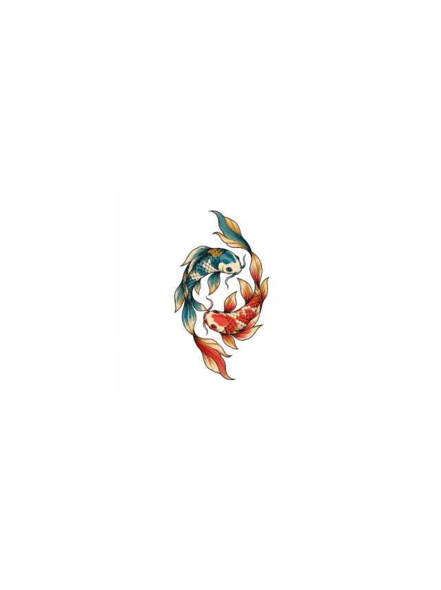 Illustrative Koi Hip Tattoo clean design