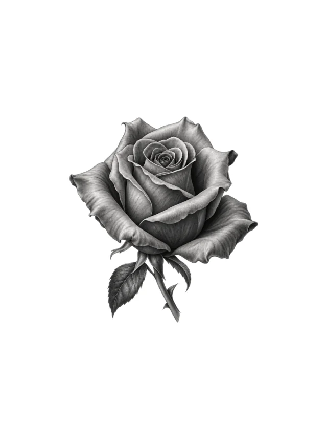 Tatuagem de rosa no braço, desenho limpo
