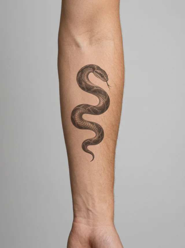 Tatuagem de cobra no braço, aplicada na pele