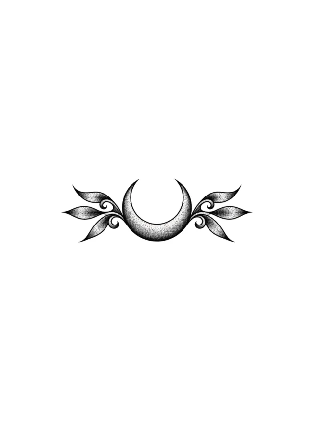 Lower Belly Crescent Filigree Tattoo clean design