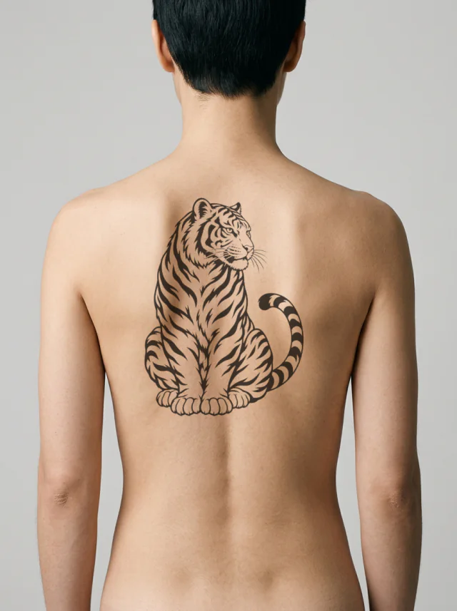 Resting Japanese Tiger Tattoo on-skin preview