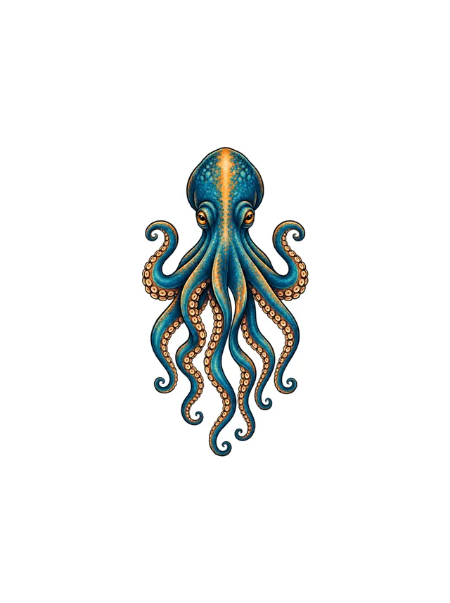 Illustrative Octopus Spine Tattoo clean design