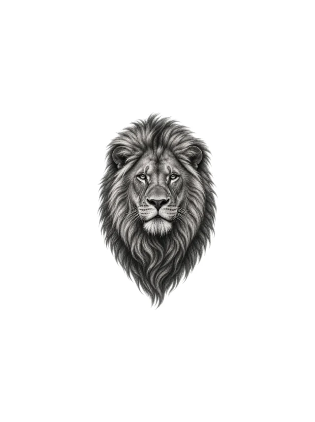 Tatuaje de león en la pantorrilla, diseño limpio
