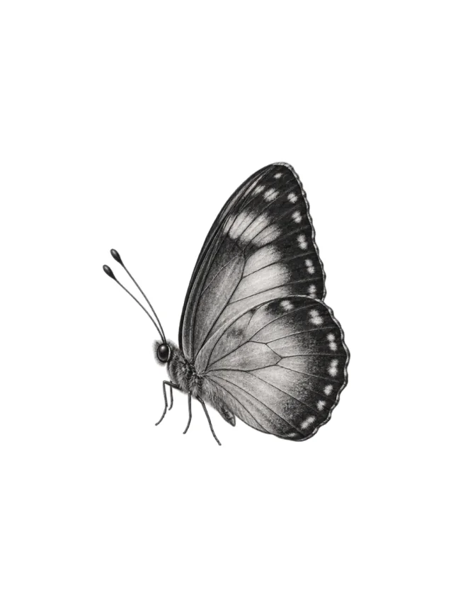 Tatuagem de borboleta no pulso, desenho limpo