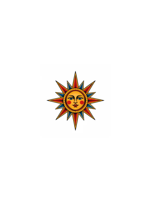 Old School Sunburst Elbow Tattoo clean design