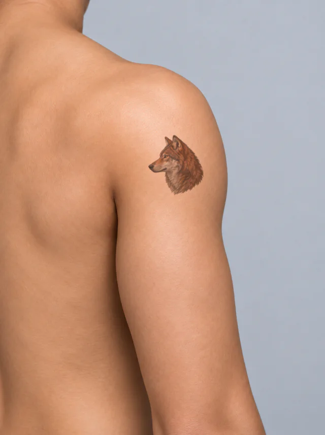 Russet Profile Wolf Tattoo on-skin preview