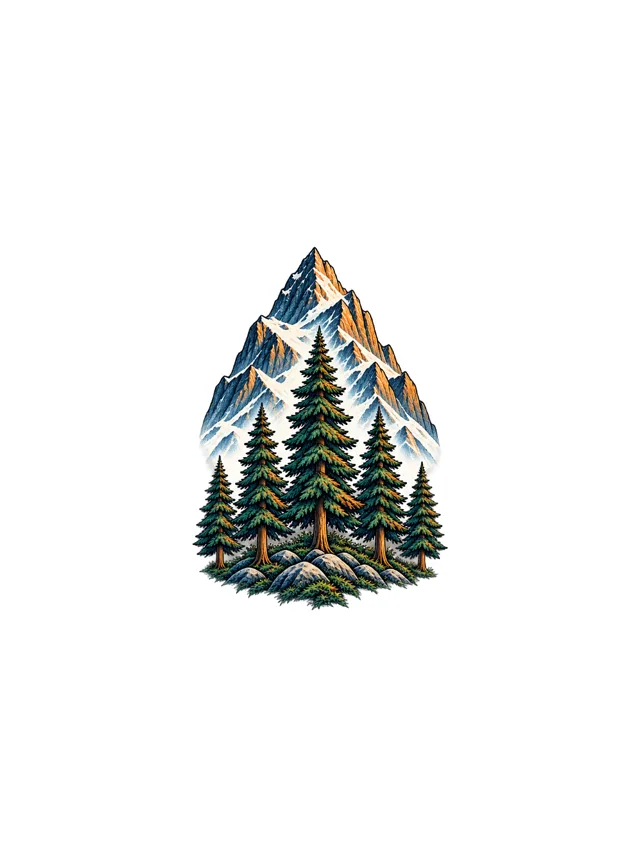 Illustrative Mountain Forearm Tattoo clean design