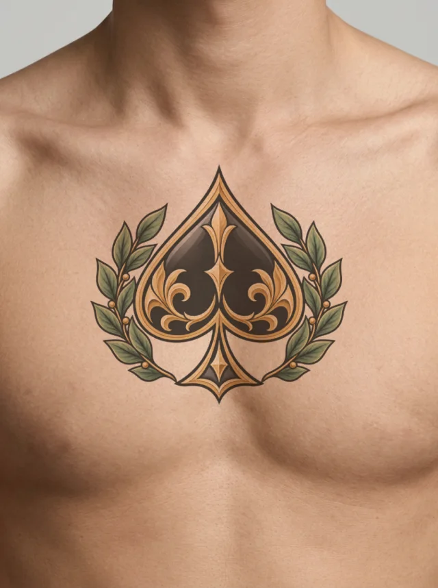 Spade Laurel Tattoo on-skin preview