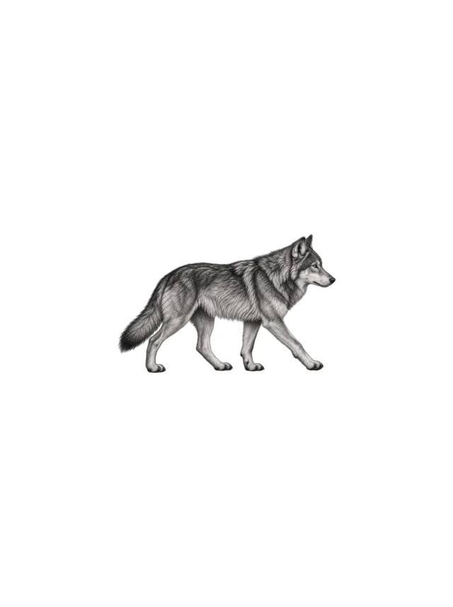 Walking Realistic Wolf Tattoo clean design