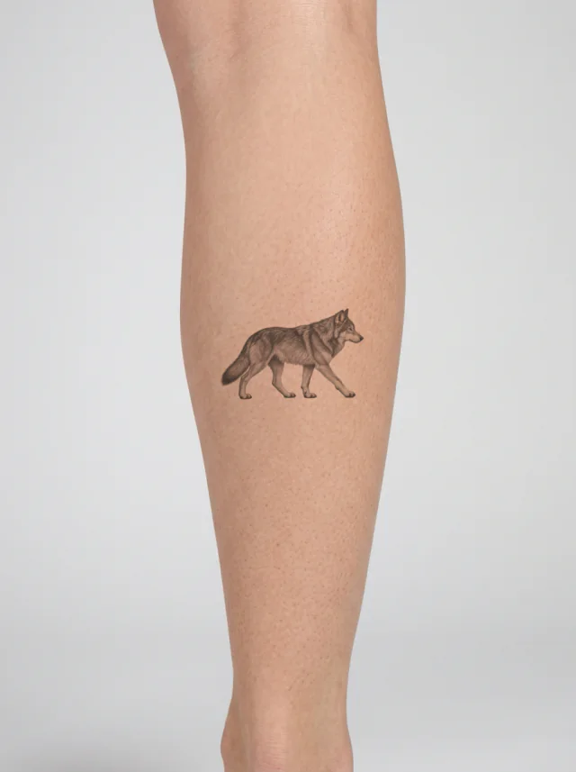 Walking Realistic Wolf Tattoo on-skin preview