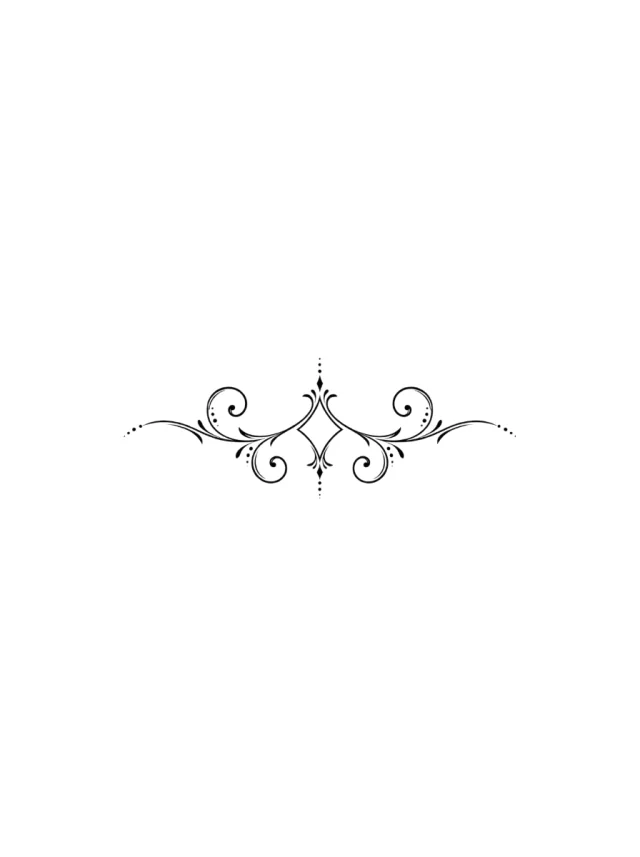 Lower Belly Fine Line Scroll Crest Tattoo clean design