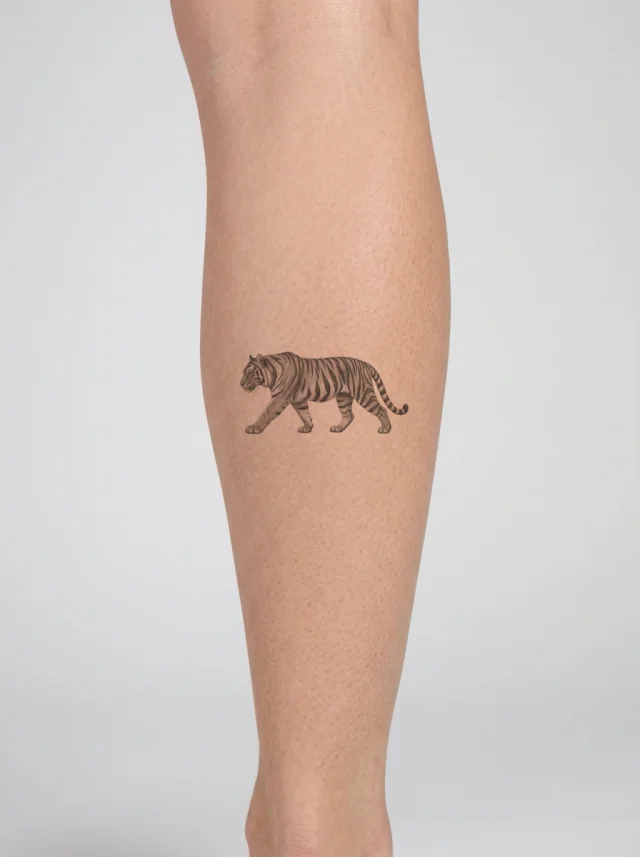 Walking Tiger Black-and-Grey Tattoo on-skin preview
