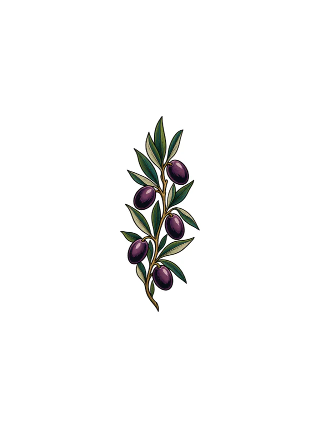 Olive Fruit Spray Tattoo clean design